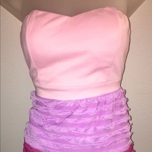 Ombré pink purple straples dress medium sweetheart